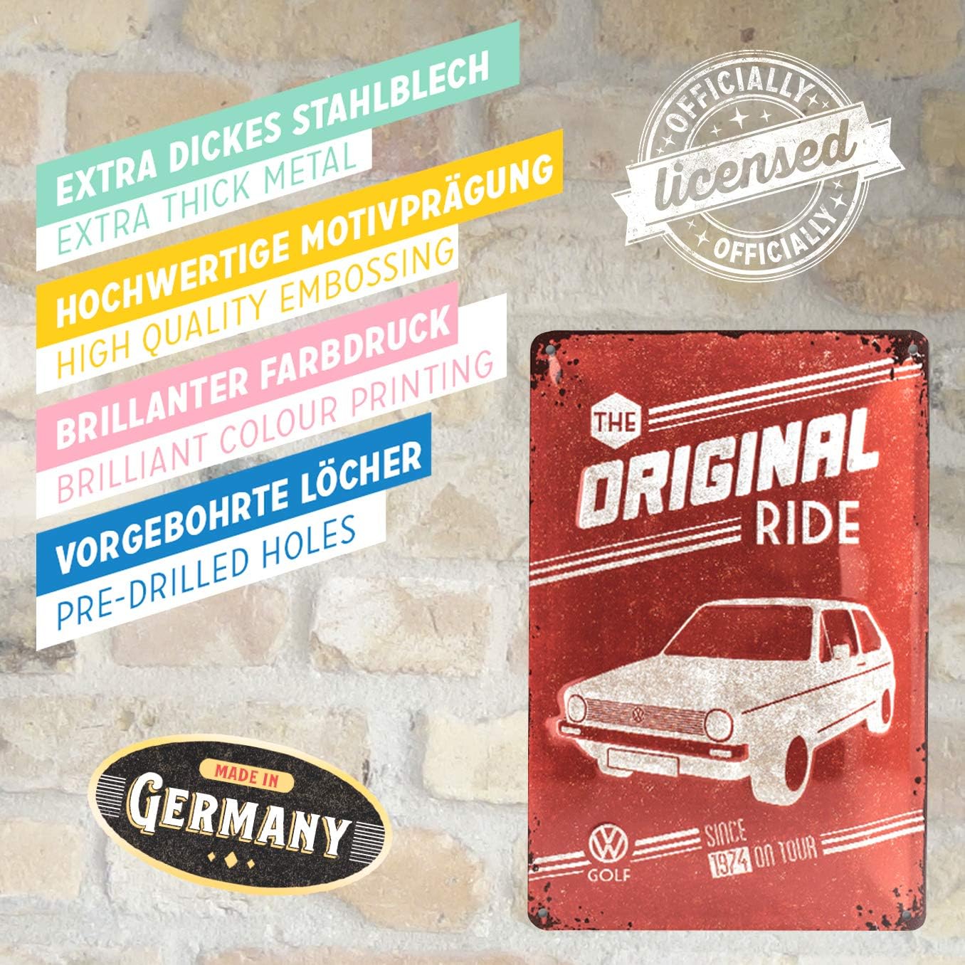 Nostalgic-Art Retro Tin Sign, Volkswagen, VW Golf, The Original Ride, Bus gift idea, Metal Plaque - Image 5