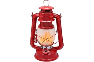 YAKii LED Vintage Flame Lantern Metal Outdoor Hanging Lantern with Dancing Flame Battery Operated Halloween Outdoor Indoor Decoration(Red)