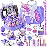 Beayuck Kids Makeup Kit for Girls - Girls Makeup Kit Toys, Real Washable Cosmetic Set with Storage Case, Kids Play Makeup Set for Christmas Birthday Gift 3 4 5 6 8 10 11 12+ Years Old, Purple