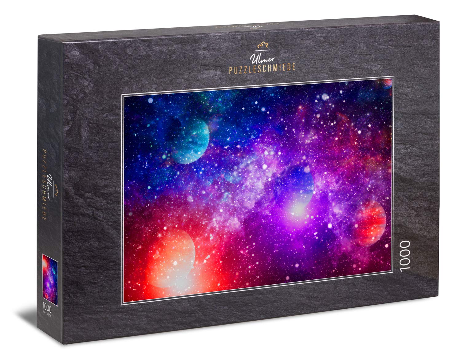 Ulmer Puzzleschmiede - Puzzle "Floating worlds": 1000 pieces jigsaw puzzle - Colorful planet illustration of space and galaxy