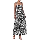 BTFBM Spring Dresses for Women 2026 Floral Spaghetti Strap Wedding Guest Dress Maxi Beach Vacation Clothes