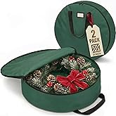 ZOBER 2 Pack Oxford Christmas Wreath Storage Container 24 Inch - Wreath Bag for Artificial Wreaths Box - Waterproof Fabric, Dual Zippered Wreaths Storage Bag With Strong Durable Handles - Green