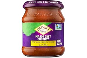 PATAK'S Patak’s Major Grey Chutney - Sweet & Mild Mango Chutney with Ginger & Aromatic Spices - Non-GMO, Vegan & Gluten-Free - Perfect for Chicken, Cheese Platters & Curry Sides - 12 oz (Pack of 1)