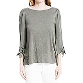 Max Studio Women's Crinkle Jersey Tie Sleeve Top