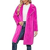 YIGAMA Womens Long Faux Fur Coats Lapel Faux fur Jacket Fluffy Coats Fuzzy Winter Jacket with Pockets