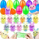 8 Pack 3.5” Large Easter Eggs Filled with Bunny Stress Ball Fidget Toy in 8 Colors for Kids Boys Girls, Easter Basket Essential Stuffers, Easter Egg Fillers, Squishies Stress Relief Gifts Party Favors