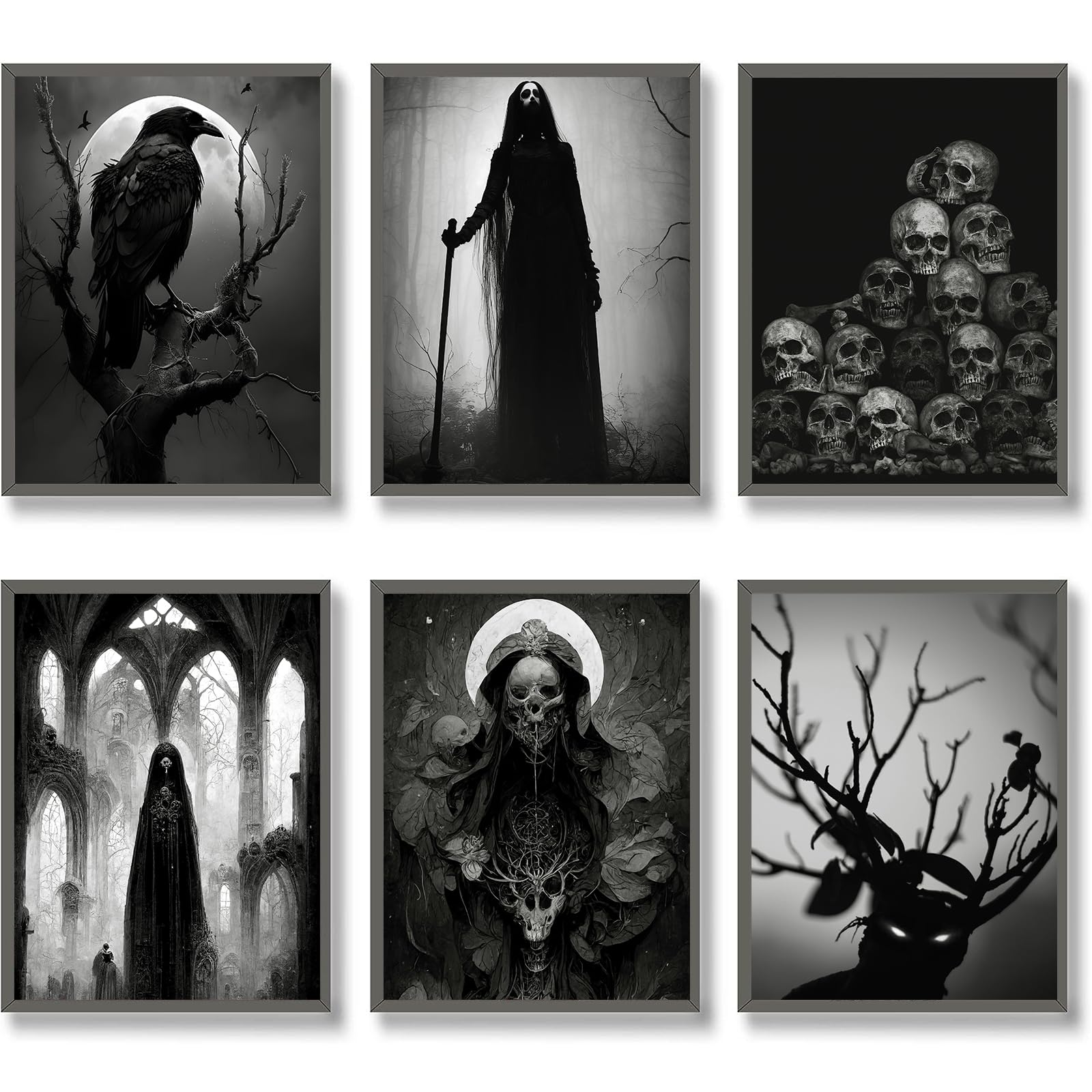 HOGEBIG Gothic Room Decor - Witchy Wall Art Prints (11"x14" UNFRAMED)