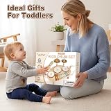 Vanplay Kids Wooden Drum Kit 9 in 1 3 Drums 2 Cymbals Xylophone Sticks view 6