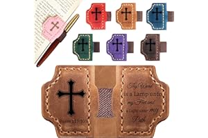 LJSCQF Bygone Mark Personalized Leather Bookmark with Pen Holder - Magnetic Bible Verse Design, Christian Book Lovers Reading Accessory, for Book Lovers Men Women (Brown, Psalm 119:105)