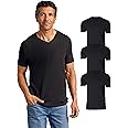 True Classic Mens V Neck T Shirts – Soft, Fitted Undershirts for Men Pack – Mens Undershirts – Cotton Blend, Tag-Free, Pack of 3, Black, 2XL