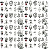 Youdiyla 66Pieces Owl Series Antique Silver Pendant Jewelry Making DIY Keychain Earrings Pendant Various Design Charms for Jewelry Making Bracelets Necklace (SN612)