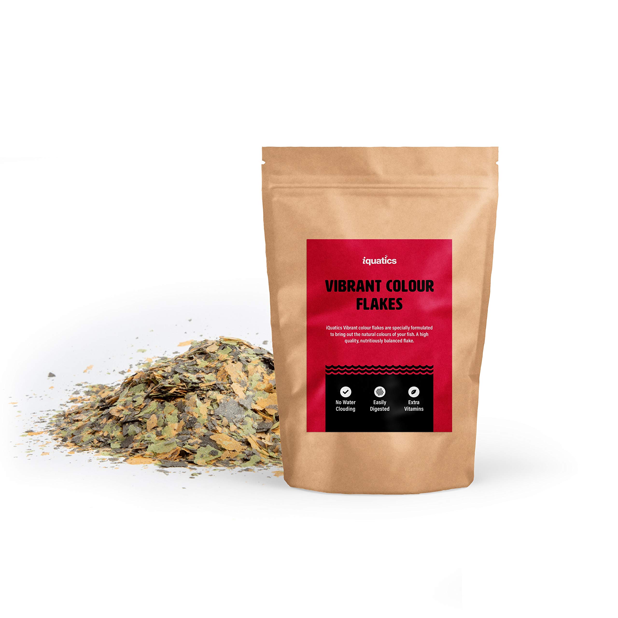 iQuatics Vibrant Colour Enhance Fish Food Flakes Perfectly Balanced with Added Vitamins and Minerals - 200G