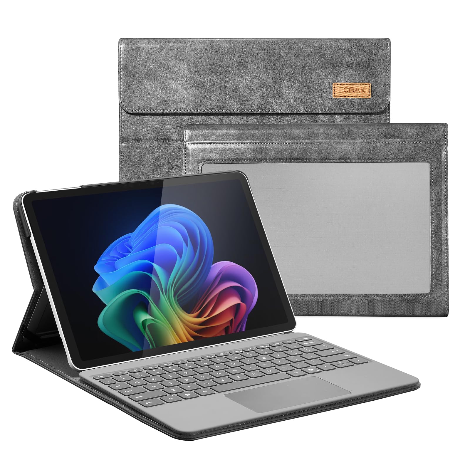 Photo 1 of CoBak Case for Microsoft Surface Pro 12" (2025), Premium Business Cover with Multi-Angle Stand, Embedded Stylus Holder, Keyboard Support & Built-in Organizer – Tailored for Professionals,Cowhide Gray
