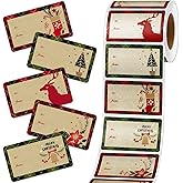 Outus 500 Pieces Christmas Tags Self Adhesive Gift Tags for Xmas Presents Christmas Name Labels Stickers for Wrapping Paper Festival Birthday Holiday Decor(Vintage Style,2.95 x 1.6 Inch)