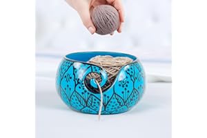 Nagina International Ceramic Attractively Hand Painted Gorgeous Stoneware Yarn Ball Storage Bowl with Innovative Dispensing C