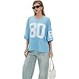 Hesaco Womens Graphic Tees - Oversized Jersey Summer Top Jersey Top Coquette Clothes Y2k Streetwear Short Sleeve Shirts