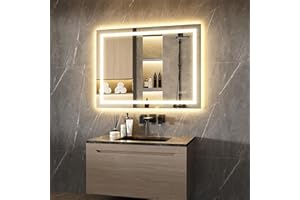 LOYAL STAR Vanity Mirror with Lights 48" L x 36" W,Various Size Optional,LED Bathroom Mirror with Backlit & Front-Lighted,Stepless Dimmable Wall Mirrors with Anti-Fog, Memory, Shatter-Proof, 3 Color Temperature