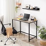 VASAGLE Computer Desk 100 x 50 x 76 cm Greige Mottled Black Steel Frame view 2