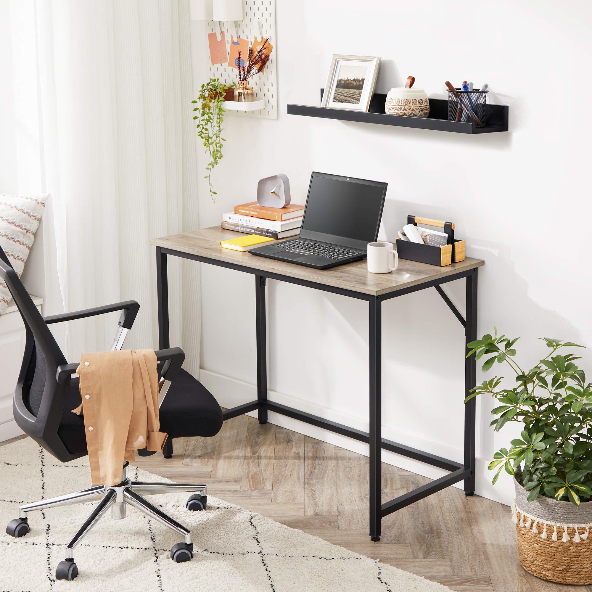 VASAGLE Computer Desk, Gaming Desk, Home Office Desk, for Small Spaces, 19.7 x 39.4 x 29.9 Inches, Industrial Style, Metal Frame, Greige and Black ULWD041B02