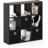 Furinno Simplistic 9 Cube Storage Organizer, Bookcase Shelf, Espresso | 7.9 x 26.5 x 26.7, Vertical or Horizontal Setup, fit 8-inch Storage Bins, for Living Room, Entrance, Home Office