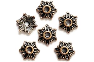 HEATHER'S CF Copper Chrysanthemum Bead Caps Antique Silver Spacer Bead Caps for Bracelet Necklace Earrings Jewelry Making Supplies Findings Fit 10-14mm Round Beads 360Pcs