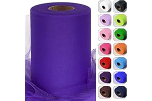 LUCEINVITA Purple Tulle Fabric Roll 6 Inch by 100 Yards (300 feet) Sheer Tulle Netting Spool Tulle Ribbon for Tutu Skirt Gift Wrapping Wedding Baby Shower Halloween Party Decorations DIY Crafts