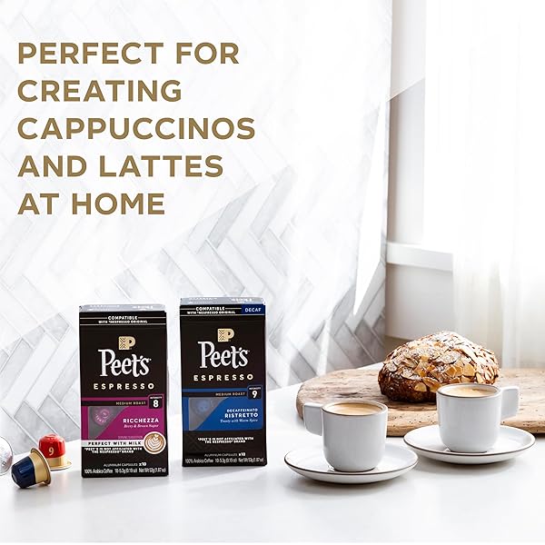 PEET’S COFFEE, DARK ROAST ESPRESSO CAPSULES COMPATIBLE WITH NESPRESSO ORIGINAL MACHINE, CARAMEL 10 COUNT (1 BOX OF 10 ESPRESSO CAPSULES)