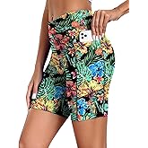 Ekouaer Women's 8.5" Board Shorts High Waisted Swim Shorts Cross Waist Beach Surf Swimwear Swimsuit Bottoms with Pocket S-3XL