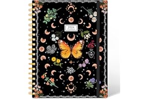 Getink 2024 Hardcover Planner Weekly & Monthly Daily Agenda Book, 2024 To Do List Notebook with Monthly Tabs, Inner Pocket, Spiral Bound, Elastic Closure, Thick Paper(Butterfly,5.5 * 8.5)
