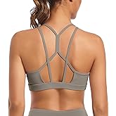 Comper Sports Bras for Women Sexy Criss Cross Back Workouts Bras Light Support Yoga Sport Bra with Removable Pads