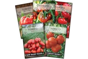 Sow Right Seeds - Classic Tomato Seed Collection for Planting - Cherokee Purple, Beefsteak, Large Red Cherry, Rutgers, and Roma Tomatoes - Non-GMO Heirloom Varieties Plant a Home Vegetable Garden