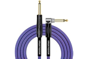 Kirlin Cable IWB-202BFGL-20/RO -20 feet- Straight to Right Angle 1/4-Inch Plug Premium Plus Instrument Cable, Royal Blue Tweed Woven Jacket