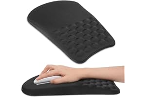KNOCENT Ergonomic Wrist Mouse Pad with Massage Design, Wrist Rest Pain Relief Mousepad with Memory Foam Non-Slip PU Base, Mouse Pad with Wrist Support for Wireless Mouse & Desk,Y New Black