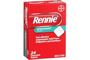 Rennie Indigestion and Heartburn Relief Spearmint 24 Chewable Tablets