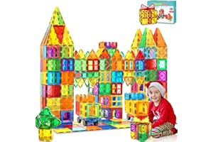 LANDTAIX 100pcs Magnetic Tiles with 2 Cars Magnetic Building Blocks for Toddlers 3 4 5 6 7 Year Old Boys Girls Educational Magnet Blocks Gift Toys for Kids Ages 4-8 Sensory Toys 1-3 Birthday Christmas