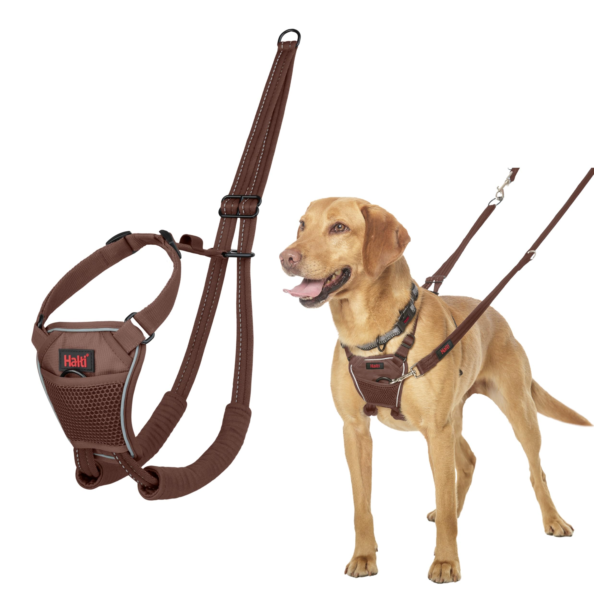 Halti No Pull Harness – Stop Your Dog Pulling on the Leash. Adjustable, Lightweight and Easy to Use. Reflective Dog Training Harness for Medium Dogs (Size M, Deep Walnut)