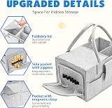 Maliton Nappy Caddy with Lid Grey - Large Portable Diaper Organizer view 4
