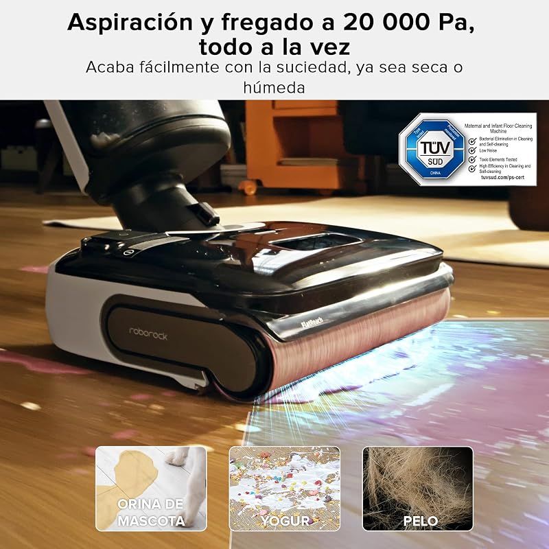 F25 Bx Aspirador-Esfregona sem fios, 20.000Pa húmido e seco, autolimpeza a alta temperatura a 90 °C, secagem rápida em 5 minutos, limpeza das arestas, design plano a 180°, sensor inteligente