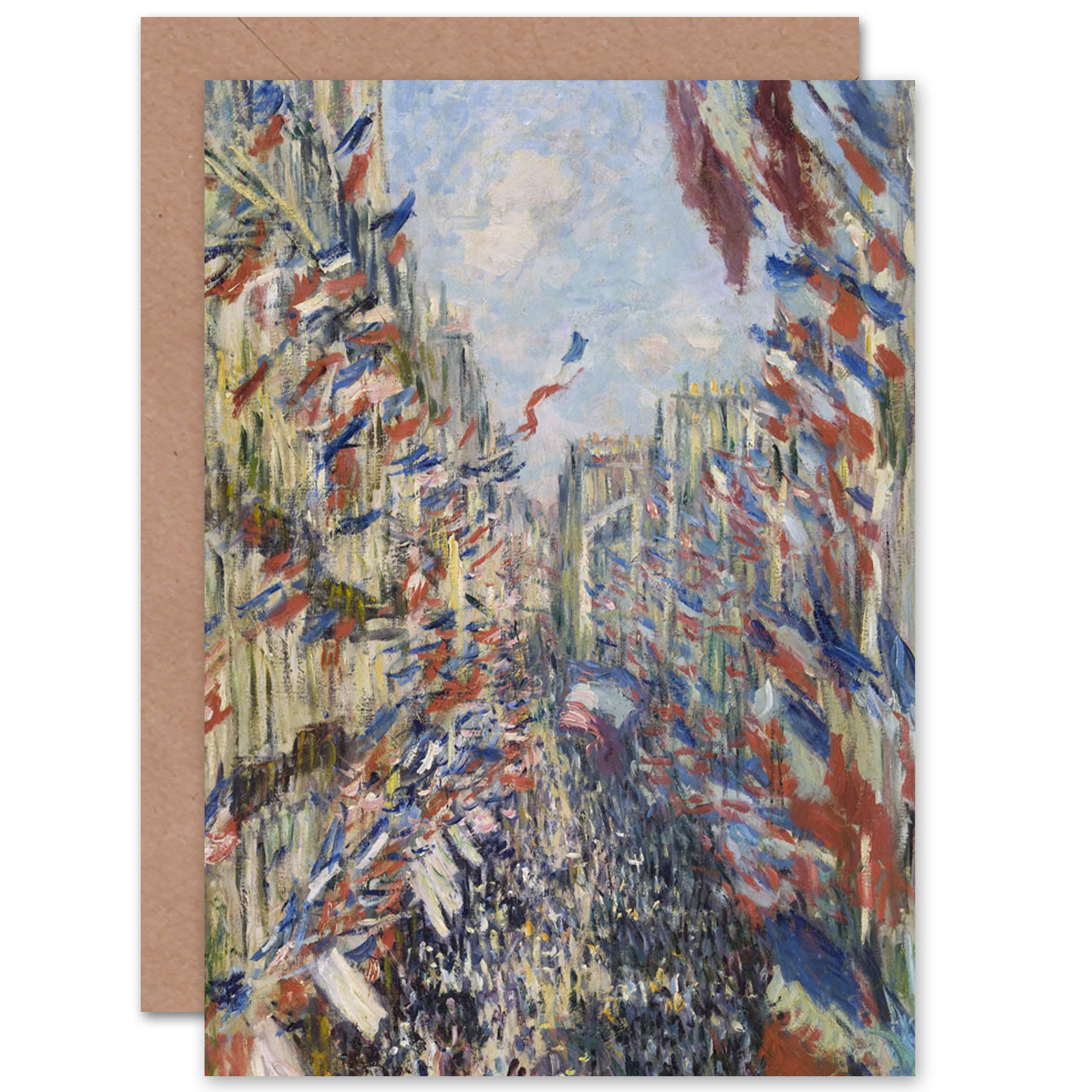 Artery8 Claude Monet The Rue Montorgueil In Paris Fine Art Greeting Card Plus Envelope Blank Inside