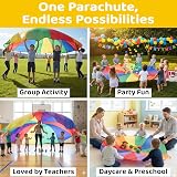 GSi Kids Play Parachute Rainbow 6 Feet with 6 Handles Parachute Toy view 5