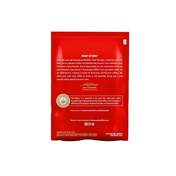 COMMUNITY COFFEE NEW ORLEANS BLEND, DARK ROAST PRE-MEASURED COFFEE PACKS, 3.0 OUNCE EACH (BOX OF 20)