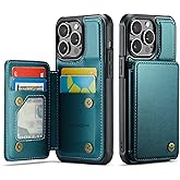 Vinich for iPhone 13 Pro Wallet Case with Card Holder, RFID Blocking Credit Slots Kickstand Shockproof Phone Cover Fit for iPhone 13 Pro 6.1" Bluish Green