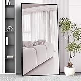 Beauty4U Full Length Mirror 200x100cm Black Aluminum Frame Free Standing