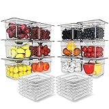 HNEDSEN 6 Pack Plastic Food Pan with Lid 1/6 Size