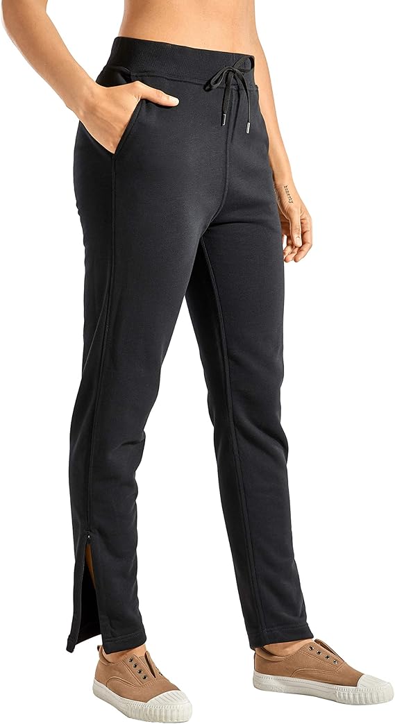 CRZ YOGA Women's Joggers Casual Cotton Sweatpants Zipper Leg Training