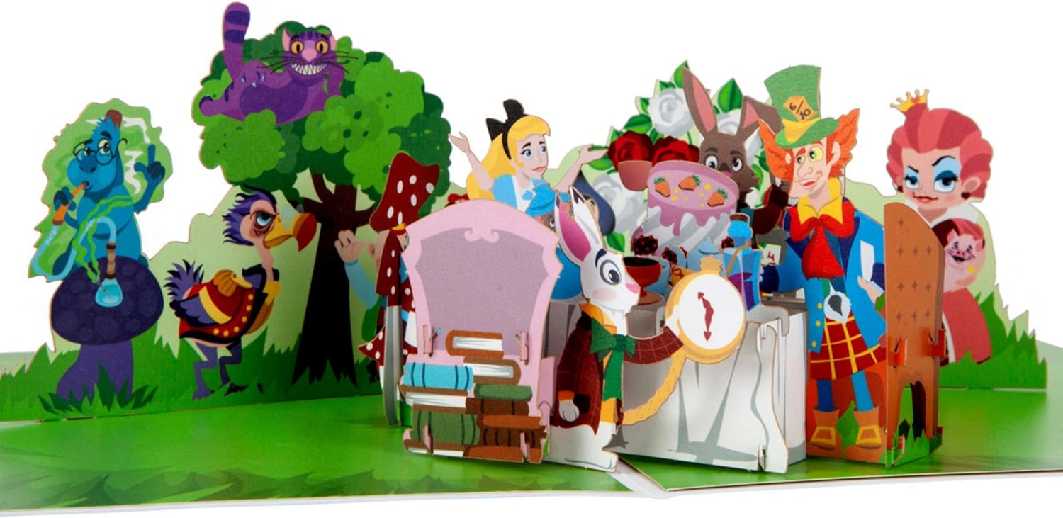 Alice In Wonderland "Mad Hatters Tea Party" Pop Up Card - Alice In Wonderland Gifts For Birthday, Mothers Day Cards, Birthday Cards, Alice In Wonderland Memorabilia | 15cm x 20cm | Hand Assembled