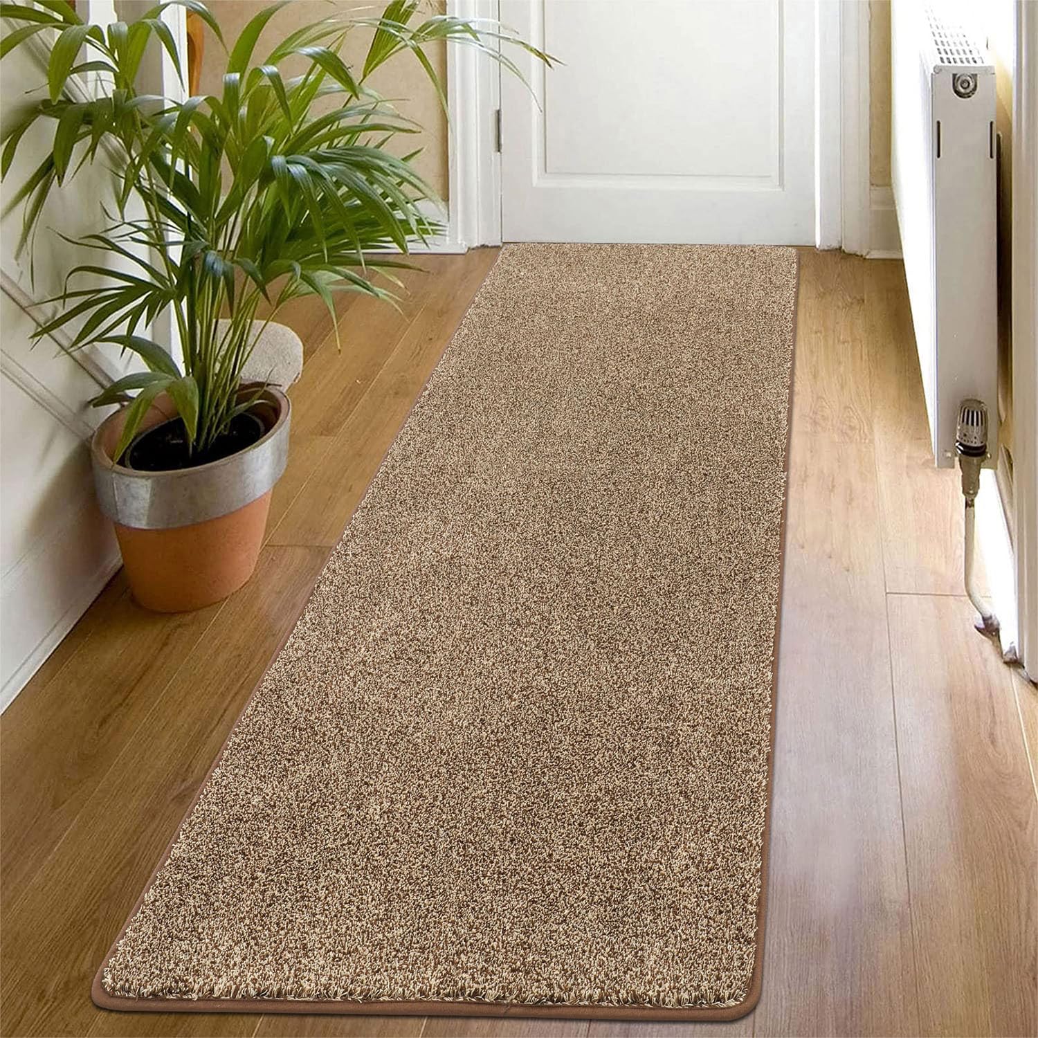 SHACOS Carpet Runners for Hallway Non Slip Brown 60 x 180 cm Long Hall Runner Narrow Rugs Washable Runner Rug Non Shedding Area Mat for Kitchen Bedroom Laundry Room