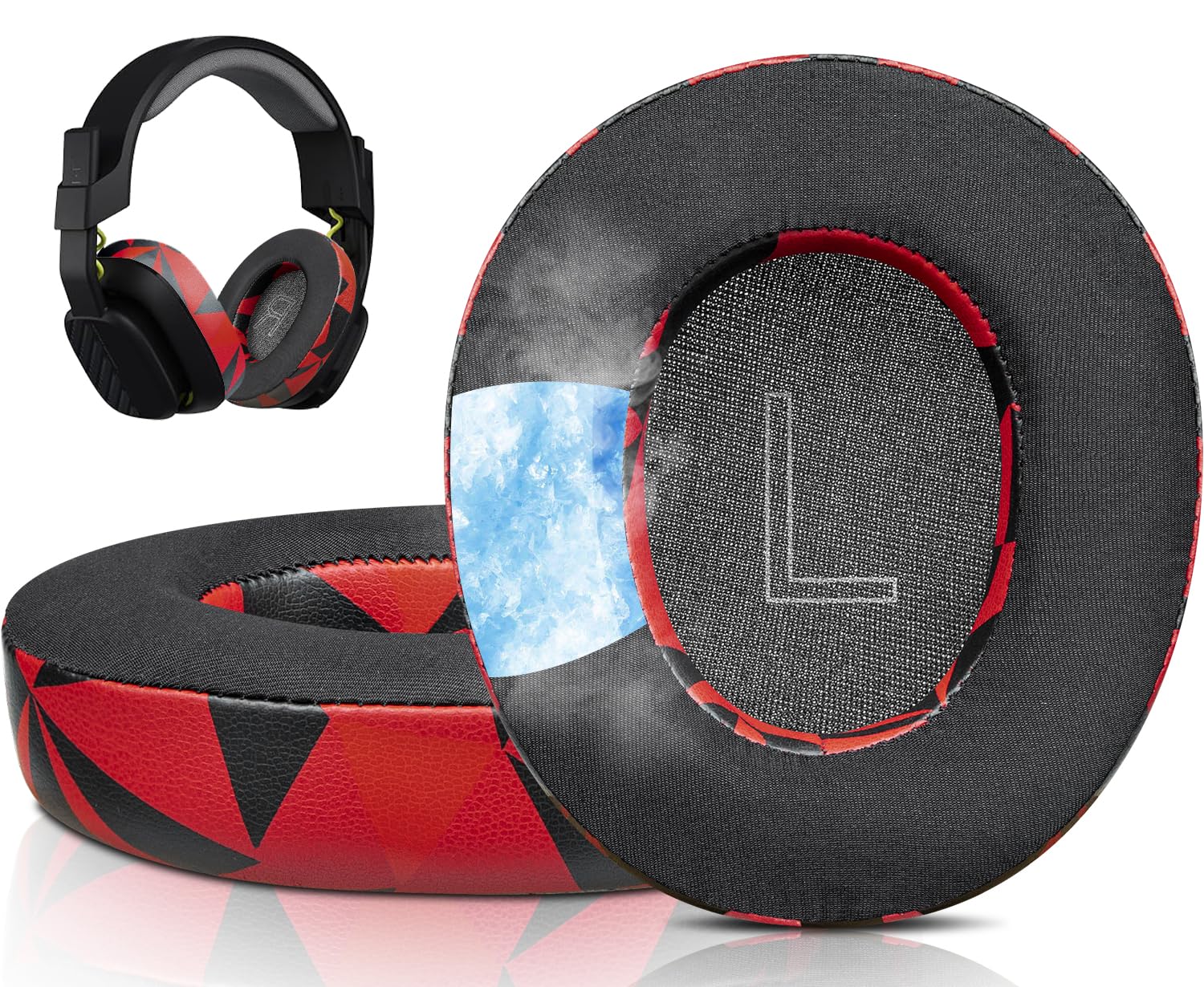 SOULWIT Cooling-Gel Replacement Earpads for Astro A10 Gen 2 Wired Headset, Ear Pads Cushions with Durable Ice Silk Fabric, Comfort Noise Isolation Foam - Red Storm