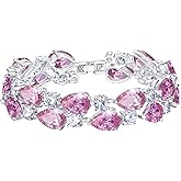 EVER FAITH Gorgeous Cubic Zirconia Birthstone Elegant Dual Layer Tear Drop Wedding Prom Tennis Bracelet for Women