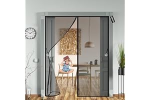 Magnetic Fly Insect Screen Door 125x235cm(49x93inch) Mesh Curtain From Top to Bottom Ultra Seal Magnets Close Automatically,K